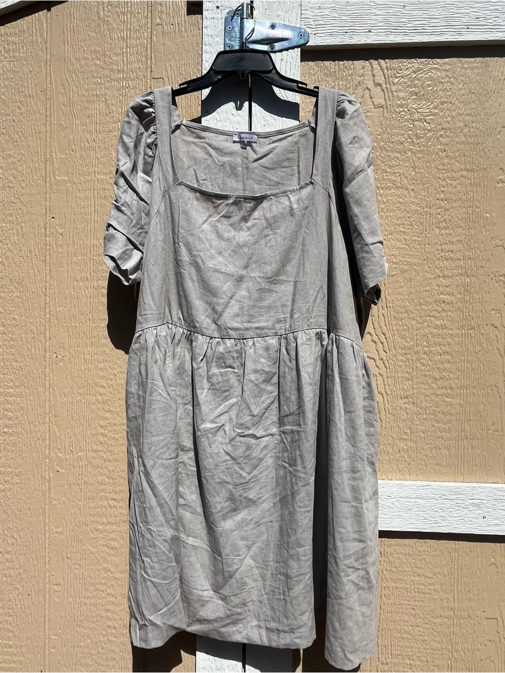 White Birch Square-Neck Midi Dress in Light Gray